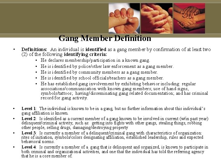 Gang Member Definition • Definitions: An individual is identified as a gang member by Gang Member Definition • Definitions: An individual is identified as a gang member by