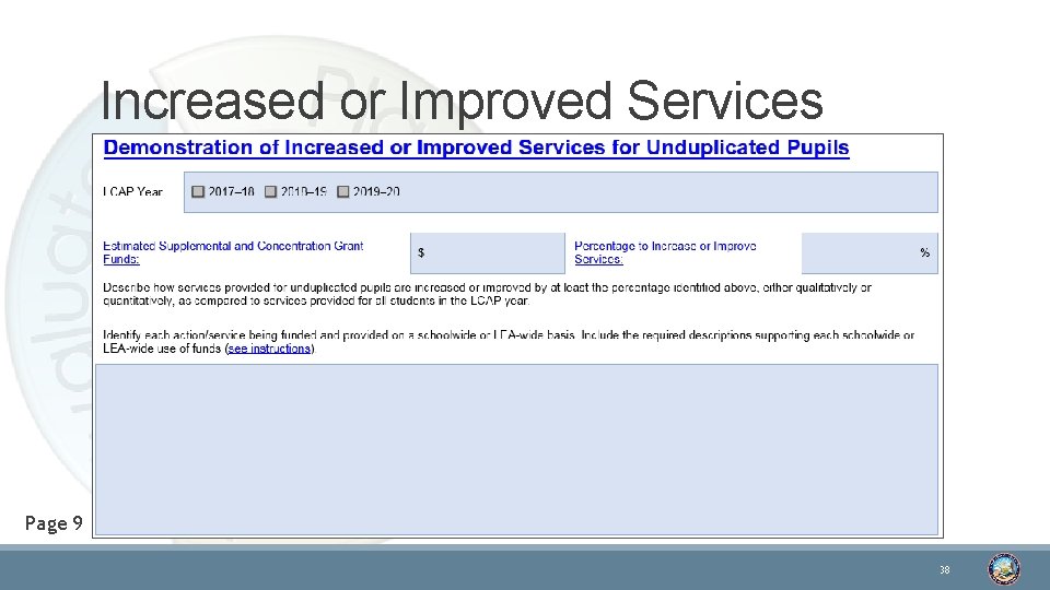 Increased or Improved Services Page 9 38 