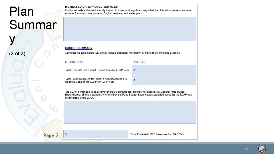 Plan Summar y (3 of 3) Page 3 45 