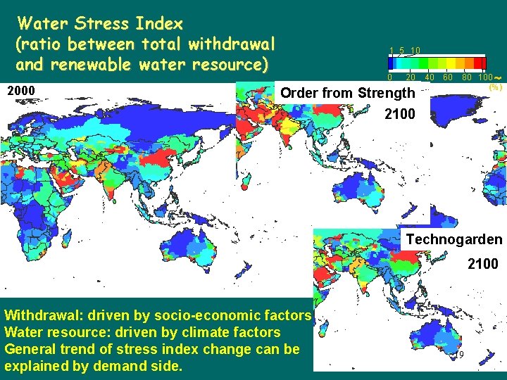 Water Stress Index (ratio between total withdrawal and renewable water resource) 2000 1 5