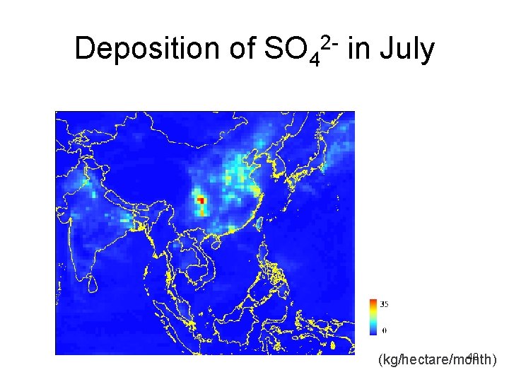 Deposition of SO 42 - in July 40 (kg/hectare/month) 