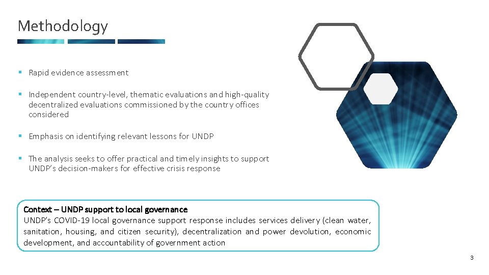 Methodology § Rapid evidence assessment § Independent country-level, thematic evaluations and high-quality decentralized evaluations