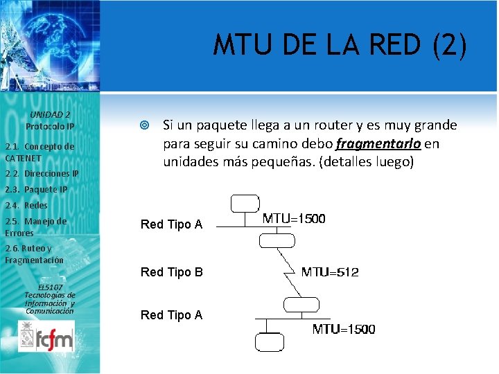 MTU DE LA RED (2) UNIDAD 2 Protocolo IP 2. 1. Concepto de CATENET