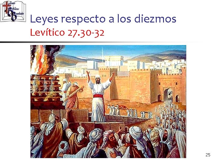 Leyes respecto a los diezmos Levítico 27. 30 -32 25 