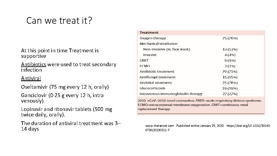 Can we treat it? At this point in time Treatment is supportive Antibiotics were