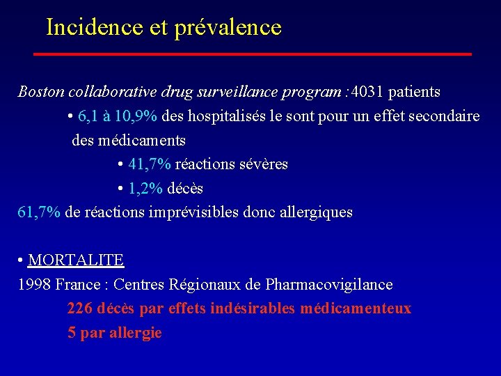 Incidence et prévalence Boston collaborative drug surveillance program : 4031 patients • 6, 1