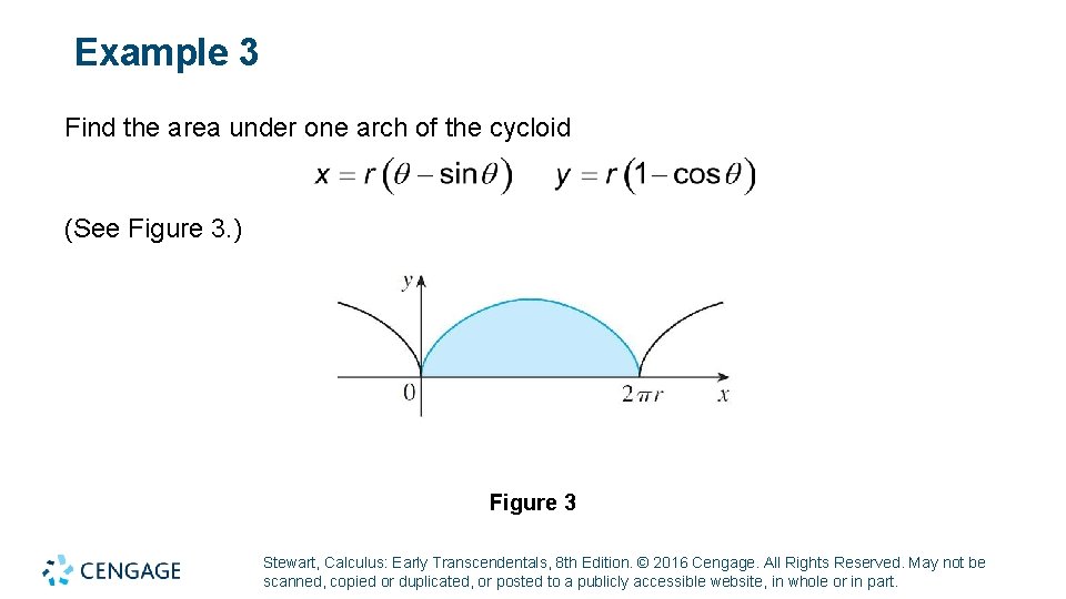 Example 3 Find the area under one arch of the cycloid (See Figure 3.