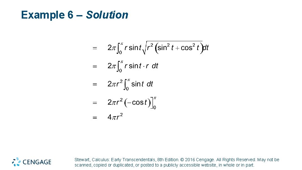 Example 6 – Solution Stewart, Calculus: Early Transcendentals, 8 th Edition. © 2016 Cengage.