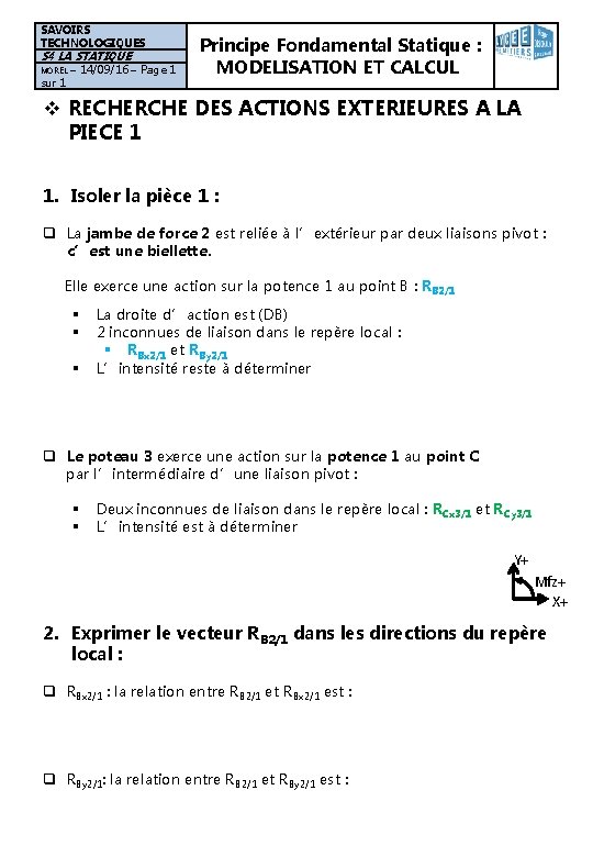 SAVOIRS TECHNOLOGIQUES S 4 LA STATIQUE MOREL sur 1 – 14/09/16 – Page 1
