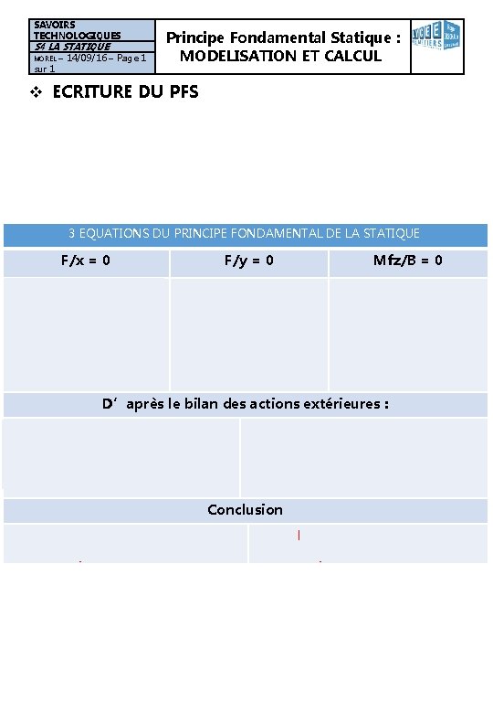 SAVOIRS TECHNOLOGIQUES S 4 LA STATIQUE MOREL sur 1 – 14/09/16 – Page 1