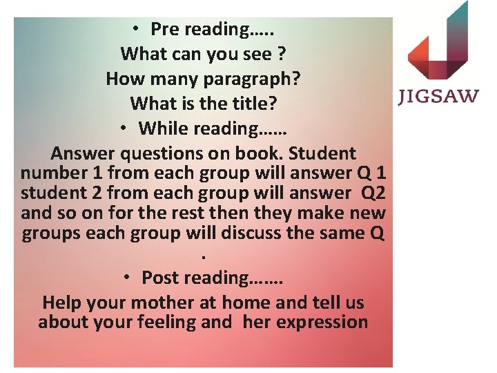  • Pre reading…. . What can you see ? How many paragraph? What