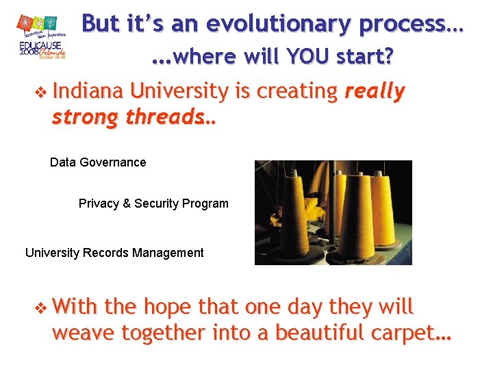 But it’s an evolutionary process… …where will YOU start? v Indiana University is creating But it’s an evolutionary process… …where will YOU start? v Indiana University is creating