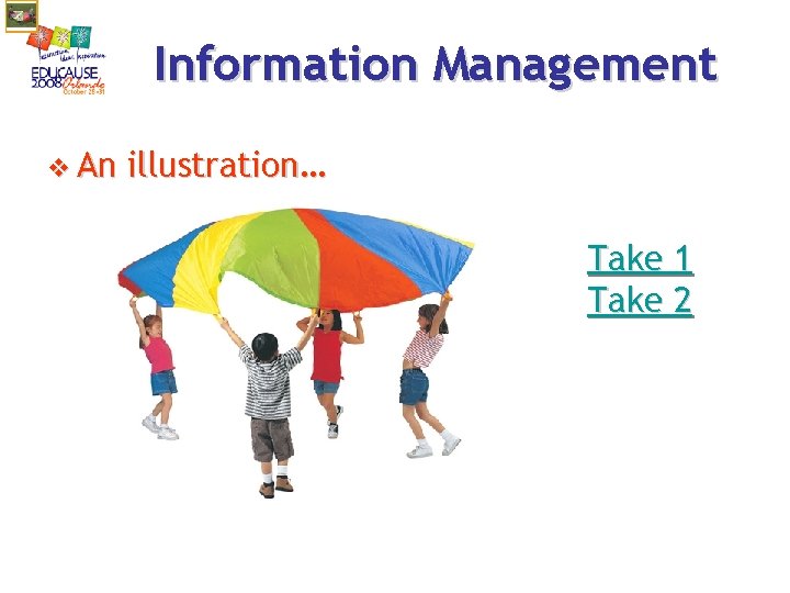 Information Management v An illustration… Take 1 Take 2 Information Management v An illustration… Take 1 Take 2