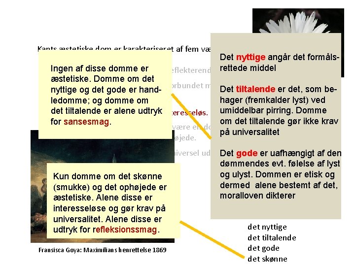 Kants æstetiske dom er karakteriseret af fem væsenstræk: Det nyttige angår det formåls. Ingen Kants æstetiske dom er karakteriseret af fem væsenstræk: Det nyttige angår det formåls. Ingen
