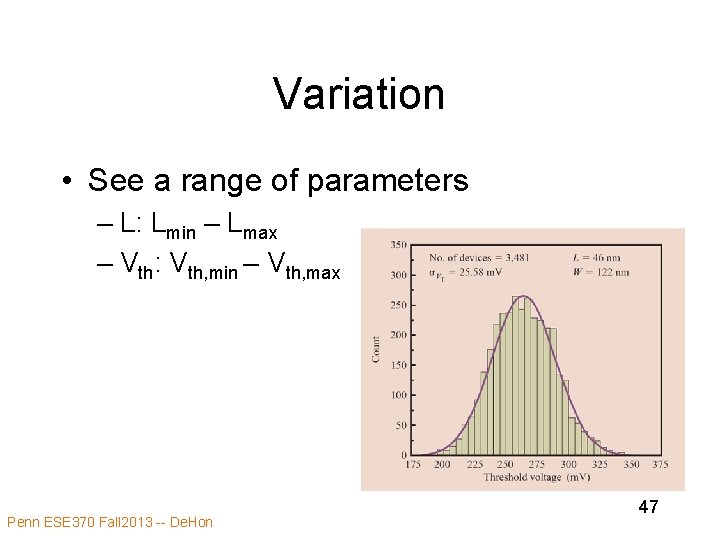 Variation • See a range of parameters – L: Lmin – Lmax – Vth: