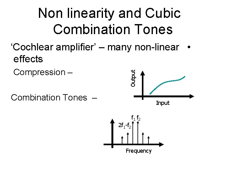 Non linearity and Cubic Combination Tones Compression – Output ‘Cochlear amplifier’ – many non-linear