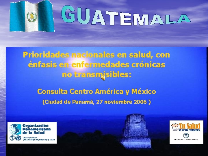 Prioridades nacionales en salud, con énfasis en enfermedades crónicas no transmisibles: Consulta Centro América