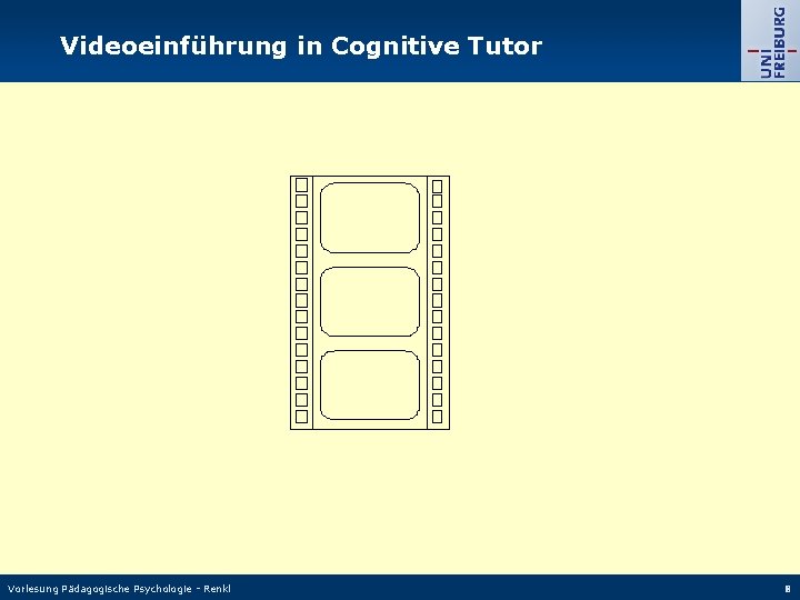 Videoeinführung in Cognitive Tutor Vorlesung Pädagogische Psychologie - Renkl 8 Videoeinführung in Cognitive Tutor Vorlesung Pädagogische Psychologie - Renkl 8