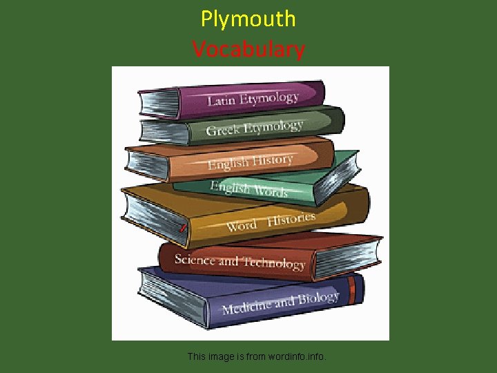 Plymouth Vocabulary This image is from wordinfo. 