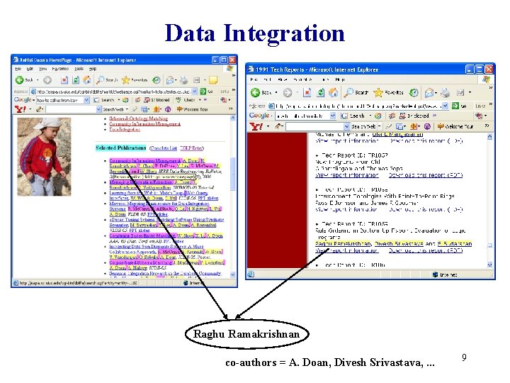 Data Integration Raghu Ramakrishnan co-authors = A. Doan, Divesh Srivastava, . . . 9