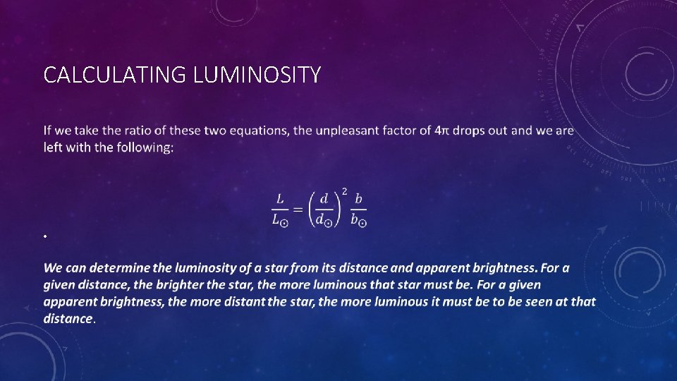 CALCULATING LUMINOSITY • 