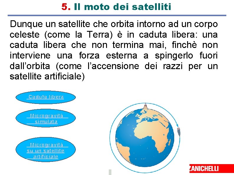 5. Il moto dei satelliti Dunque un satellite che orbita intorno ad un corpo