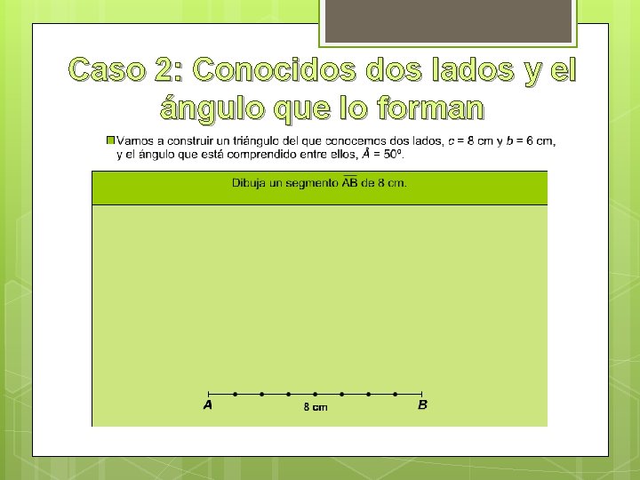 Caso 2: Conocidos lados y el ángulo que lo forman 