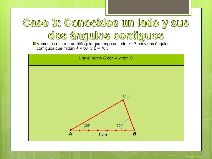 Caso 3: Conocidos un lado y sus dos ángulos contiguos 