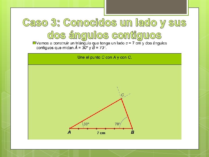Caso 3: Conocidos un lado y sus dos ángulos contiguos 