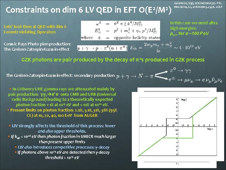 Constraints on dim 6 LV QED in EFT O(E 2/M 2) Lets’ look then