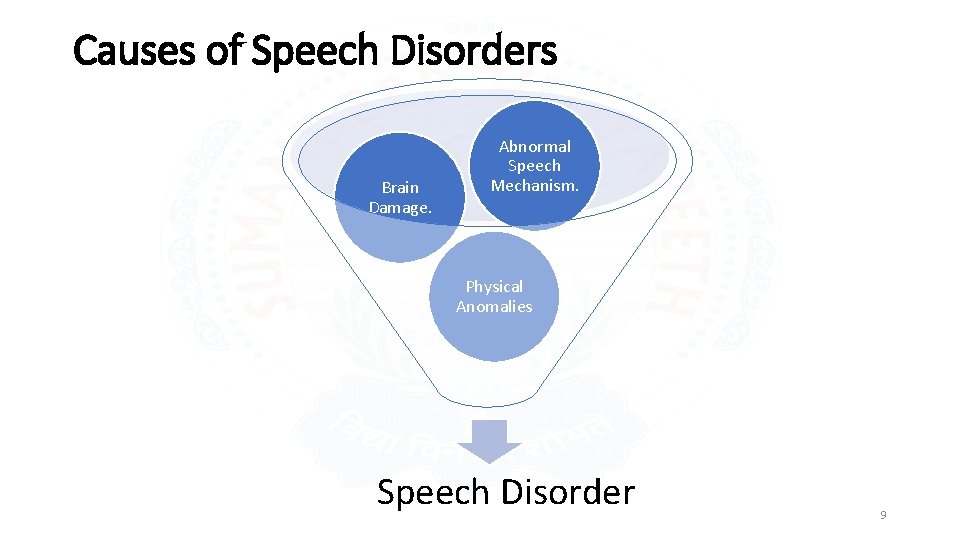 Causes of Speech Disorders Brain Damage. Abnormal Speech Mechanism. Physical Anomalies Speech Disorder 9