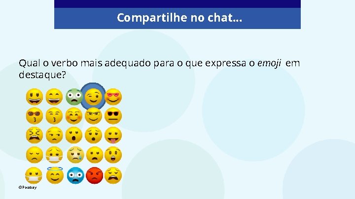 Compartilhe no chat. . . Qual o verbo mais adequado para o que expressa