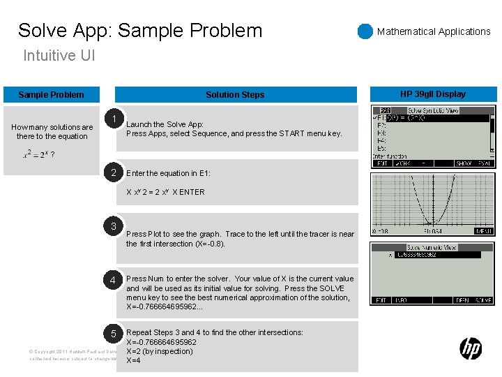 Solve App: Sample Problem Mathematical Applications Intuitive UI Sample Problem How many solutions are