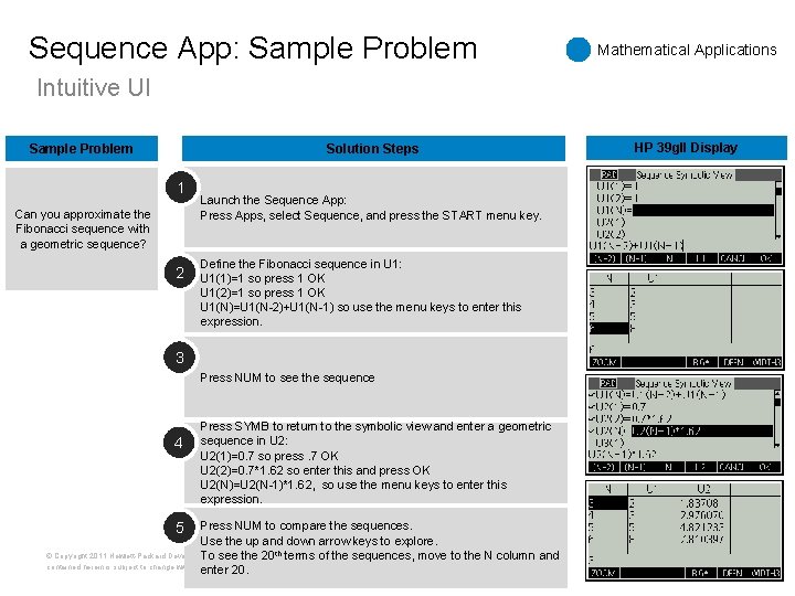 Sequence App: Sample Problem Mathematical Applications Intuitive UI Sample Problem Solution Steps 1 Can