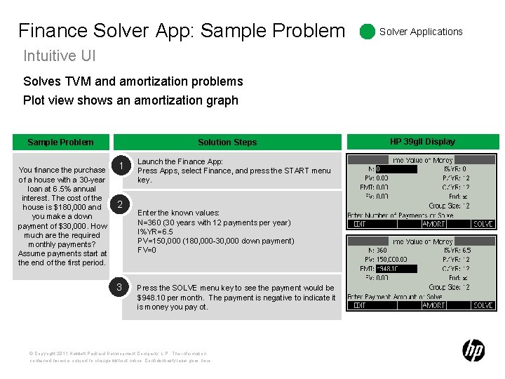 Finance Solver App: Sample Problem Solver Applications Intuitive UI Solves TVM and amortization problems