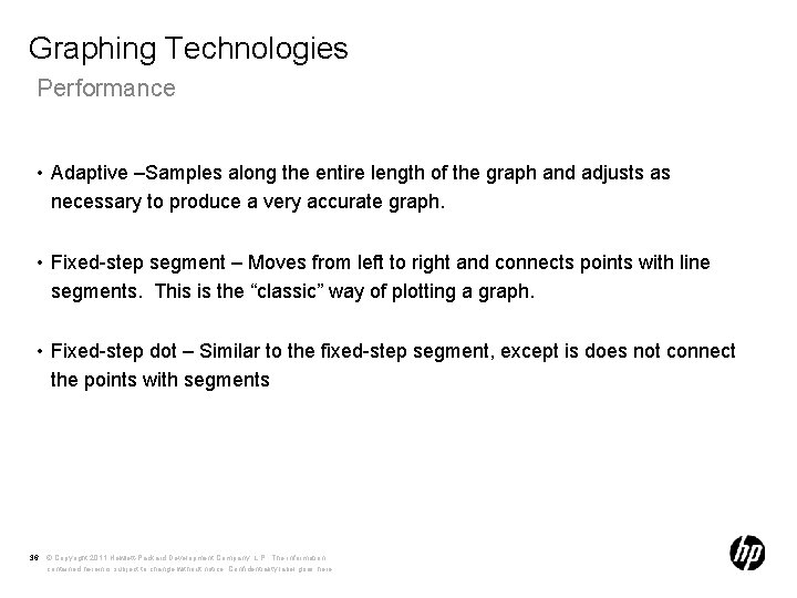 Graphing Technologies Performance • Adaptive –Samples along the entire length of the graph and