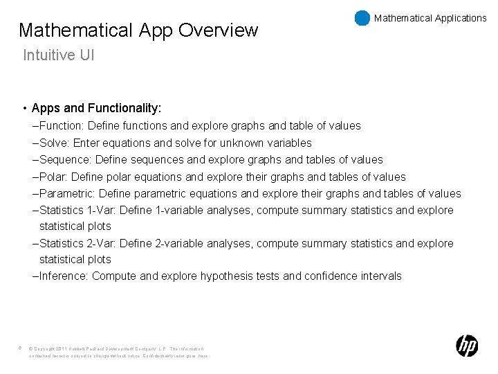 Mathematical App Overview Mathematical Applications Intuitive UI • Apps and Functionality: – Function: Define