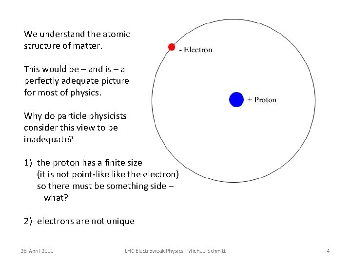 We understand the atomic structure of matter. This would be – and is – We understand the atomic structure of matter. This would be – and is –
