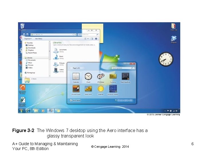 Figure 3 -2 The Windows 7 desktop using the Aero interface has a glassy