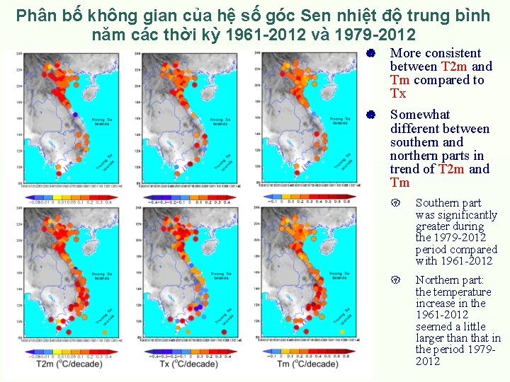 Phân bố không gian của hệ số góc Sen nhiệt độ trung bình năm