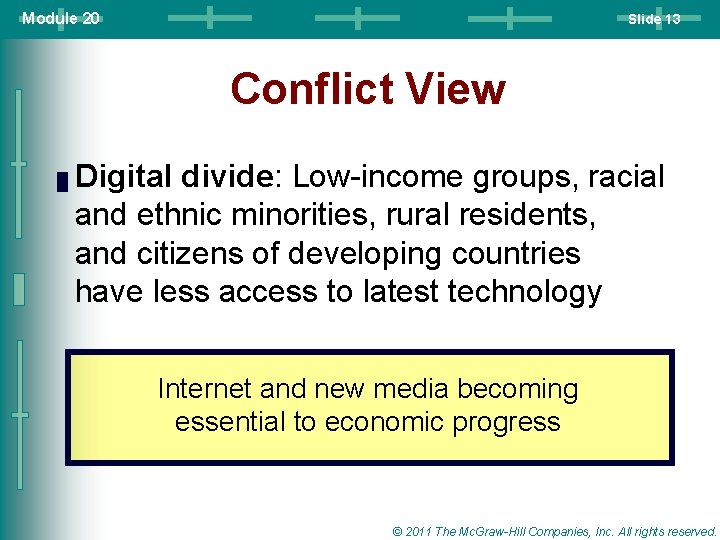 Module 20 Slide 13 Conflict View █ Digital divide: Low-income groups, racial and ethnic Module 20 Slide 13 Conflict View █ Digital divide: Low-income groups, racial and ethnic
