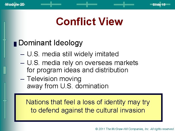 Module 20 Slide 15 Conflict View █ Dominant Ideology – U. S. media still Module 20 Slide 15 Conflict View █ Dominant Ideology – U. S. media still
