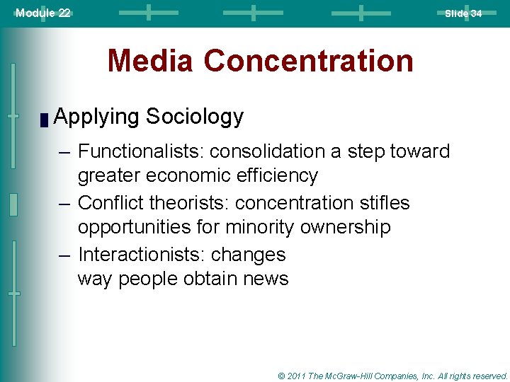 Module 22 Slide 34 Media Concentration █ Applying Sociology – Functionalists: consolidation a step Module 22 Slide 34 Media Concentration █ Applying Sociology – Functionalists: consolidation a step