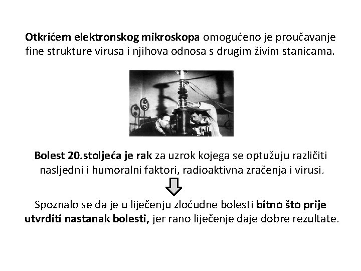 Otkrićem elektronskog mikroskopa omogućeno je proučavanje fine strukture virusa i njihova odnosa s drugim