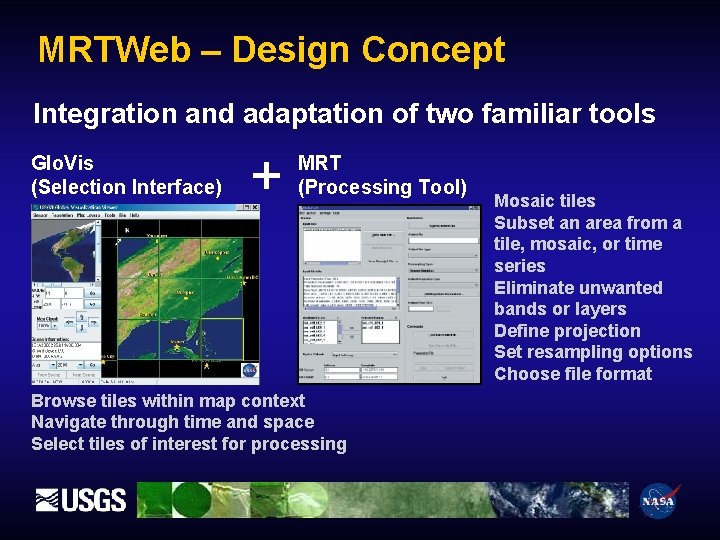 MRTWeb – Design Concept Integration and adaptation of two familiar tools Glo. Vis (Selection