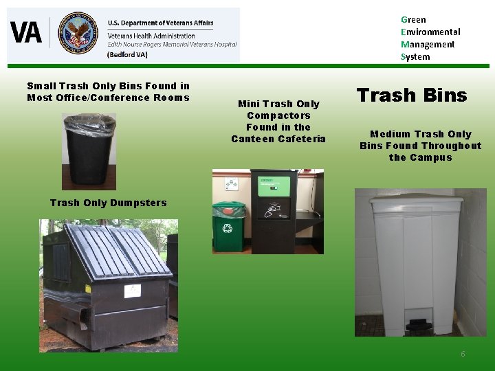 Green Environmental Management System Small Trash Only Bins Found in Most Office/Conference Rooms Mini