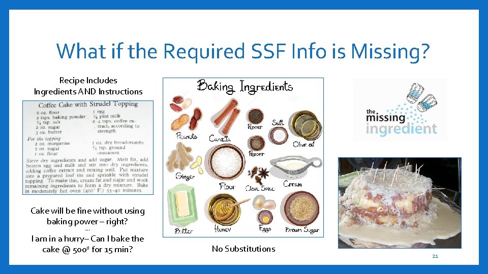 What if the Required SSF Info is Missing? Recipe Includes Ingredients AND Instructions Cake