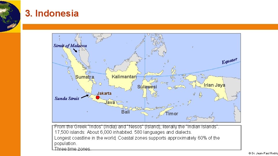 3. Indonesia Strait of Malacca tor Equa Kalimantan Sumatra Irian Jaya Sulawesi Jakarta Sunda