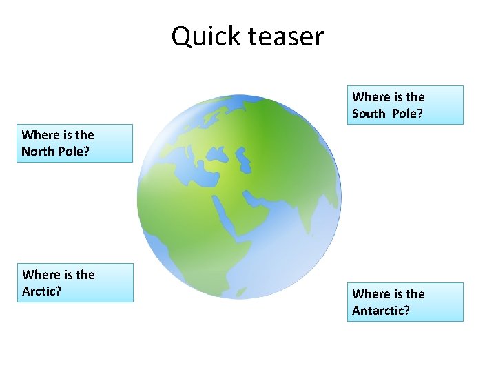 Quick teaser Where is the South Pole? Where is the North Pole? Where is