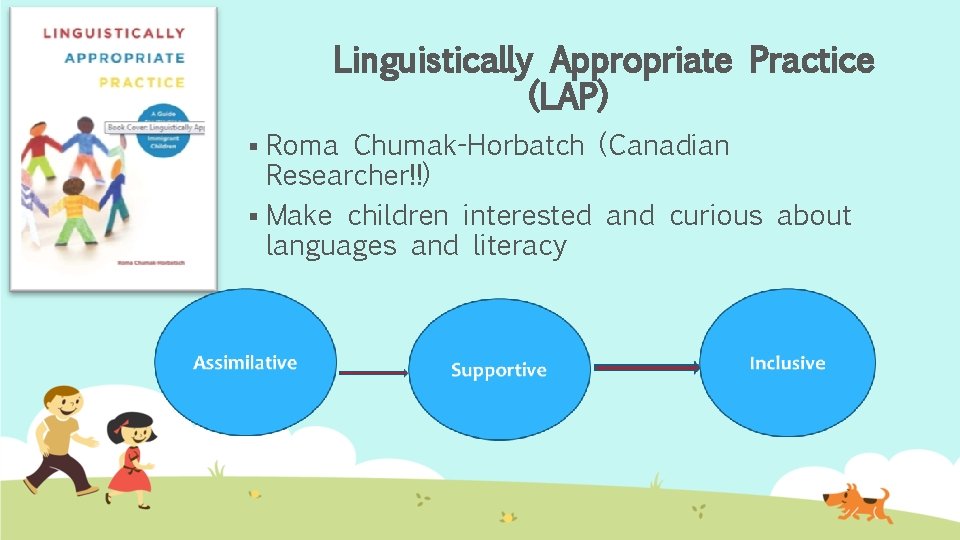 Linguistically Appropriate Practice (LAP) Roma Chumak-Horbatch (Canadian Researcher!!) § Make children interested and curious